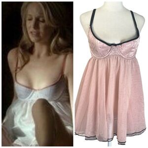 Vintage Victoria’s Secret Babydoll Slip Dress Ruffles Coquette Pink RARE HTF